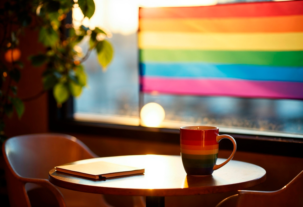 A imagem representa livros sobre a história da comunidade LGBTQIAPN+.